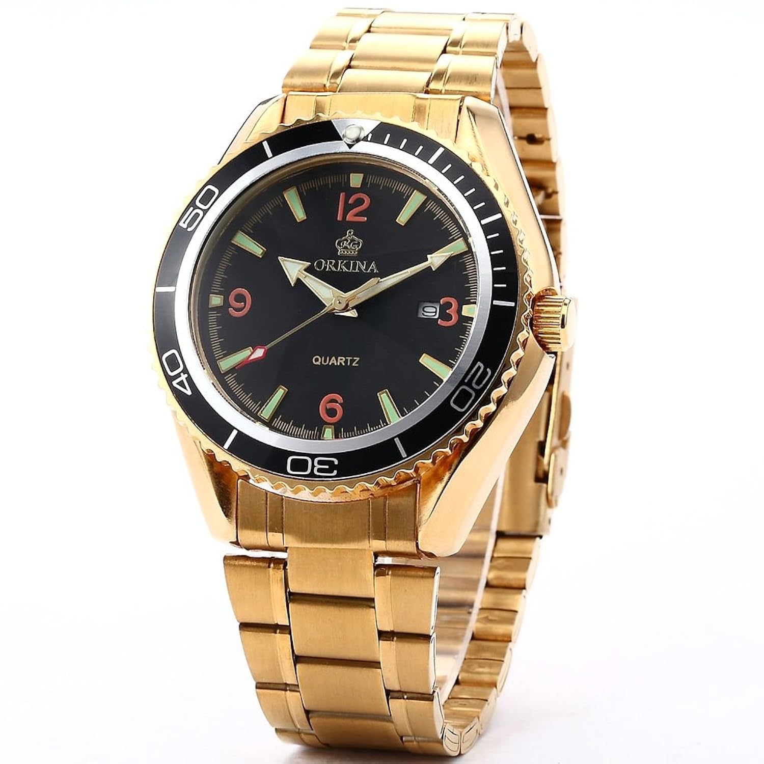 orkina mens boyfriend black dial sport quartz stai